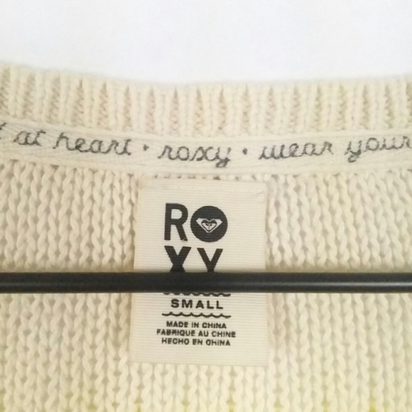 Roxy Striped Knit High Low Sweater White Yellow - Picture 6 of 7
